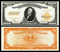 $1,000 Gold Certificate, Series 1922, Fr.1220, depicting Alexander Hamilton