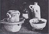 Still Life with Pottery and Two Bottles(b/w copy), 1884, Norton Simon Museum, Pasadena, California (F57)