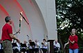 Father-daughter duo Jim and Claire Jeffries juggling to the music of the Eau Claire Municipal Band