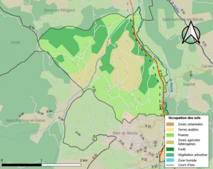 Carte en couleurs présentant l'occupation des sols.