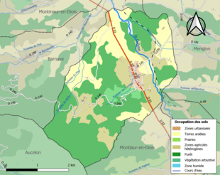 Carte en couleurs présentant l'occupation des sols.