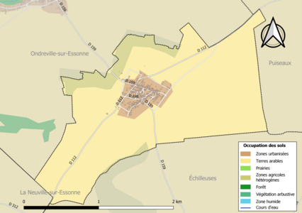 Carte des infrastructures et de l'occupation des sols de la commune en 2018 (CLC).