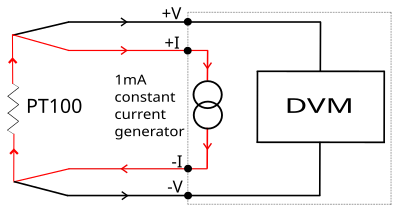 Four-wire resistance thermometer