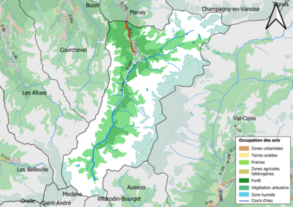 Carte en couleurs présentant l'occupation des sols.