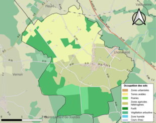 Carte en couleurs présentant l'occupation des sols.