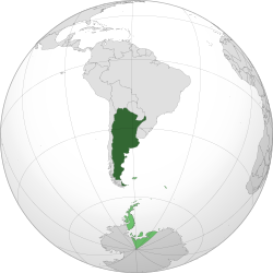 Map of Argentina showing undisputed territory in dark green, and territorial claims in light green.