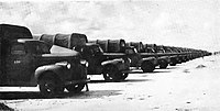 Trucks of the Force Publique (Belgian-Congolese colonial army) parked at Malakal during World War II