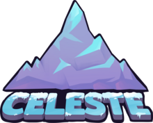 Une montagne mauve et bleue au-dessus du nom "CELESTE".