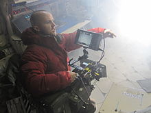 William Eubank operating a camera on the set of "Love"