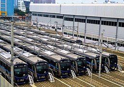 Dépôt de la ligne 1 du métro de Jakarta à Lebak Bulus.