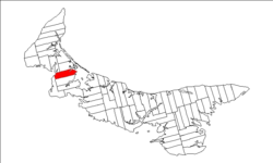 Map of Prince Edward Island highlighting Lot 13