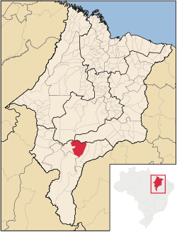 Localização de São Raimundo das Mangabeiras no Maranhão