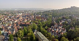 Vy över gamla staden i Coburg