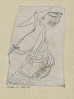 Dame mit Sonnenschirm, 1883–1885, pencil on paper on cardboard, Zentrum Paul Klee, Bern