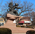 "Pioneer Statue" in front of Noble County Courthouse, 2015.