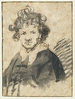 Self-portrait, pen and brush and ink on paper, c. 1628–1629, Rijksmuseum
