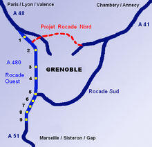 Carte des voies rapides de Grenoble