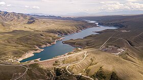 Вид на Бестюбинское водохранилище с высоты птичьего полёта летом 2019 года