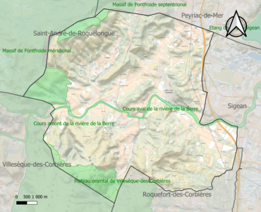 Carte des ZNIEFF de type 1 sur la commune.