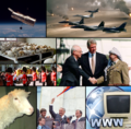 Image 91From top left, clockwise: The Hubble Space Telescope orbits the Earth after it was launched in 1990; American jets fly over burning oil fields in the 1991 Gulf War; the Oslo Accords on 13 September 1993; the World Wide Web gains massive popularity worldwide; Boris Yeltsin greets crowds after the failed August Coup, which leads to the dissolution of the Soviet Union on 26 December 1991; Dolly the sheep is the first mammal to be cloned from an adult somatic cell; the funeral procession of Diana, Princess of Wales, who died in a 1997 car crash, and was mourned by millions; hundreds of thousands of Tutsi people are killed in the Rwandan genocide of 1994 (from 1990s)