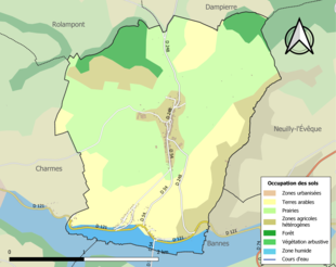 Carte en couleurs présentant l'occupation des sols.