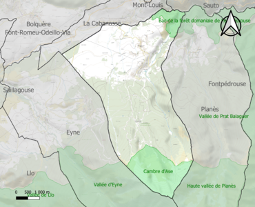 Carte des ZNIEFF de type 1 sur la commune.