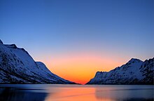 A sunset in the arctic region.