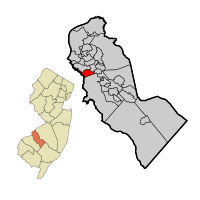 Runnemede highlighted in Camden County. Inset: Location of Camden County highlighted in the State of New Jersey.