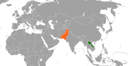 Map indicating locations of Laos and Pakistan
