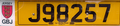 A Jersey registration rear plate bearing the GBJ identifier