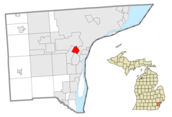 Location within Wayne County