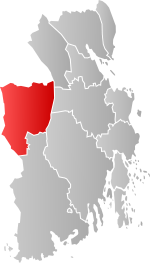 Mapa do condado de Vestfold com Lardal em destaque.