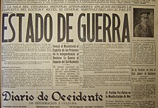 A photograph of the Diario de Occidente newspaper reporting on El Salvador's declaration of war on Japan during World War II