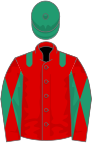 Red, Emerald Green epaulets, diabolo on sleeves, Emerald Green cap