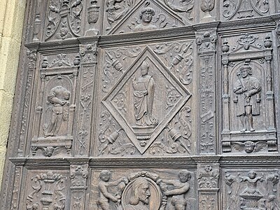 Detail of the north portal door, Saint Martial and Saint Valerie