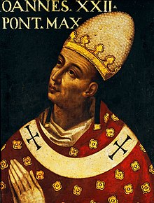 image of Portrait by Giuseppe Franchi of Pope John XXII (1316–1334) who was referred to as "the banker of Avignon".[435]
