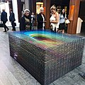 People getting a closer look at the installation artwork Rabbit Hole at the DIFC Artnight 2019