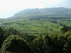 Southeastern coast of São Miguel with the landscape of the Povoação caldera.