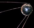 Ein Modell des Satelliten Sputnik 1