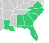 Symphyotrichum elliottii native distribution by state: US Atlantic Coastal Plain — Alabama, Florida, Georgia, Louisiana, North Carolina, South Carolina, and Virginia.