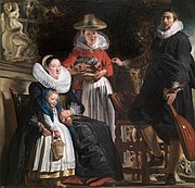 雅各布·喬登斯的《全家畫像》（Autorretrato con su familia），181 × 187cm，約繪於1621年，來自腓力五世的收藏[51]