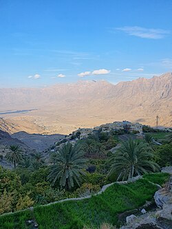 The village of Wakan overlooking Wadi Mistal