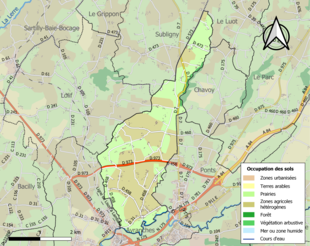 Carte en couleurs présentant l'occupation des sols.