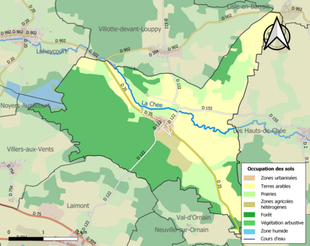 Carte en couleurs présentant l'occupation des sols.