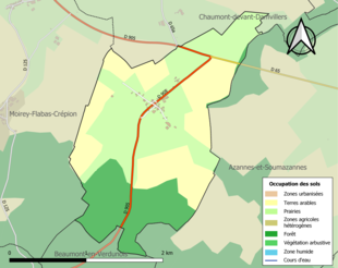 Carte en couleurs présentant l'occupation des sols.