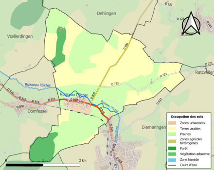 Carte en couleurs présentant l'occupation des sols.