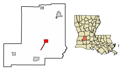 Location of Oberlin in Allen Parish, Louisiana.
