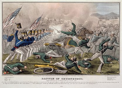 Battle of Churubusco, by John Cameron and Nathaniel Currier (edited by Durova)