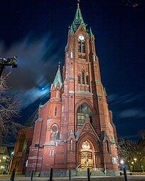 View of the church at night in December, 2016