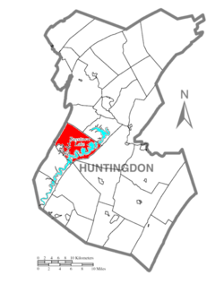 Map of Huntingdon County, Pennsylvania Highlighting Penn Township